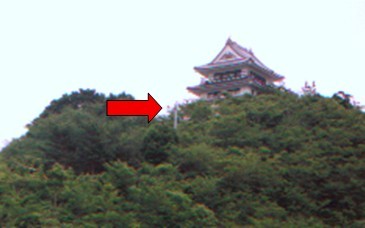 日和佐城のたもとにあるパットライトの位置の画像