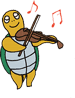 バイオリンを弾く亀の画像