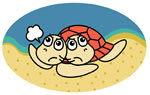 キョロキョロと産卵場所を探しているウミガメのイラスト